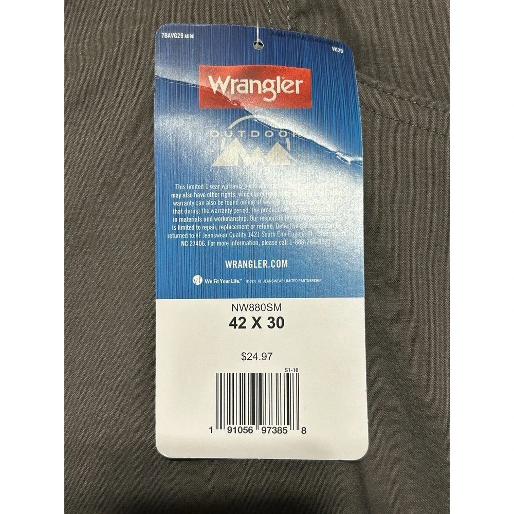 New Wrangler Mens 42X30 Outdoor Fleece Lined All Terrain Pant Flex Waistband‎